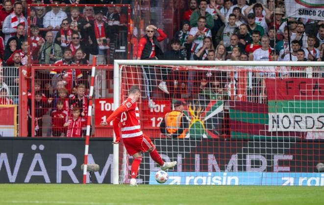 Fußball, Herren, Saison 2025 2026, 1. Bundesliga (34. Spieltag), 1. FC Union Berlin - FC Augsburg, Andrej Ilic (1. FC Union Berlin), erzielt das Tor zum 1:0, 16.05. 2026, Copyright: xMatthiasxKochx