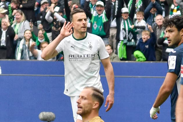 Haris Tabakovic (Moenchengladbach 15) jubelt nach dem Tor zum 2;0 16.05.2026 ¢ Fussball ¢ Borussia Moenchengladbach vs TSG Hoffenheim, Borussia-Park, Moenchengladbach, DFB DFL REGULATIONS PROHIBIT ANY USE OF PHOTOGRAPHS AS IMAGE SEQUENCES AND OR QUASI-VIDEO