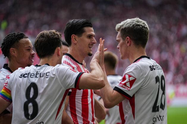 1. Bundesliga: SC Freiburg vs RB Leipzig, 16.05.2026 Torjubel zum 2:0 durch Igor MatanoviÄ‡ (SC Freiburg, 31) 1. Bundesliga: SC Freiburg vs RB Leipzig, Europa-Park-Stadion, 16.05.2026 DFB DFL REGULATIONS PROHIBIT ANY USE OF PHOTOGRAPHS AS IMAGE SEQUENCES AND OR QUASI-VIDEO. Copyright: xBEAUTIFULxSPORTS Boscox