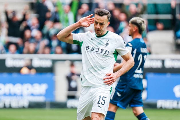 MOENCHENGLADBACH, GERMANY- MAY 16:Haris Tabakovic (Borussia Moenchengladbach, 15) celebrates after scoring the 2:0 during the Bundesliga match between Borussia Moenchengladbach vs. TSG 1899 Hoffenheim at Borussia-Park on matchday 34 of the 1. Bundesliga on May 16, 2026 in Moenchengladbach, Germany. DFL REGULATIONS PROHIBIT ANY USE OF PHOTOGRAPHS AS IMAGE SEQUENCES AND OR QUASI-VIDEO. Copyright: xNatachaxFreisenx