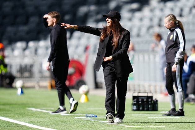 STOCKHOLM, SWEDEN 20260516 Häcken coach Elena Sadiku during Saturday s final match in the Swedish Cup between Hammarby IF and BK Häcken FF at 3Arena. STOCKHOLM SWEDEN x10658x