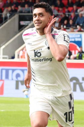 16.05.2026, xrekx, Fussball 1.Bundesliga, 1.FC Heidenheim - FSV Mainz 05 v.l. Torjubel nach dem Tor zum celebrating the goal celebrate 0:2 durch Nadiem Amiri (1.FSV Mainz 05) (DFL DFB REGULATIONS PROHIBIT ANY USE OF PHOTOGRAPHS as IMAGE SEQUENCES and or QUASI-VIDEO) Heidenheim
