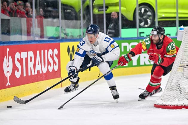 ZURICH, SWITZERLAND - MAY 16: Jesse Puljujarvi of Finland in action against Zeteny Hadobas of Hungary during the 2026 IIHF Ice hockey, Eishockey World Championship, WM, Weltmeisterschaft Switzerland game between Hungary and Finland at Swiss Life Arena on May 16, 2026 in Zurich, Zurich. Zurich Swiss Life Arena Zurich Switzerland Copyright: xJustPictures.ch AndreaxBrancax jp-en-EuSpIm-JP7_ANB_Hun_Fin_16052026_2642