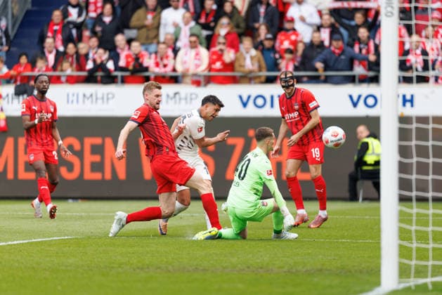 Patrick Mainka (6, 1.FC Heidenheim), Nadiem Amiri (10, 1.FSV Mainz 05), Frank Feller (40, 1.FC Heidenheim) und Jonas Föhrenbach (19, 1.FC Heidenheim) beim Spiel zwischen 1.FC Heidenheim v 1.FSV Mainz 05, Fußball, Herren, Bundesliga, 2025 2026, 34.Spieltag am 16.05.2026 in Heidenheim, Voith-Arena. DFL and DFB regulations prohibit any use of photographs as image sequences and or quasi-video. Baden-Württemberg Deutschland