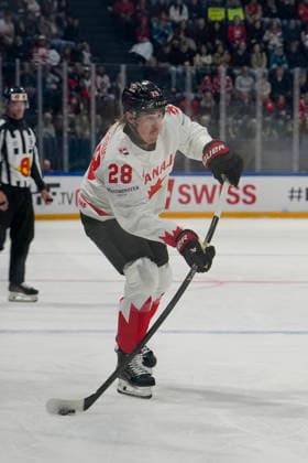 FRIBOURG, SWITZERLAND - MAY 16: Zach Whitecloud of Canada in action during the 2026 IIHF Ice hockey, Eishockey World Championship, WM, Weltmeisterschaft Switzerland game between Italy and Canada at BCF Arena on May 16, 2026 in Fribourg, Fribourg. Fribourg BCF Arena Fribourg Switzerland Copyright: xJustPictures.ch JarixPestelaccix jp-en-EuSpIm-JP6_JAR_Italy_Canada_16May2026_00045