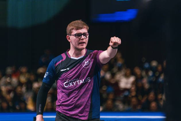 15.5.2026, Tischtennis, Herren, Champions League, Saison 2025 2026, Halbfinale, Final Four, Final 4, Borussia Düsseldorf, 1. FC Saarbrücken Tischtennis, Bogoria Grodzisk Mazowiecki, Alliance Nimes Montpellier Alexis Lebrun (Montpellier) Saarlandhalle, Saarbrücken Saarland Deutschland