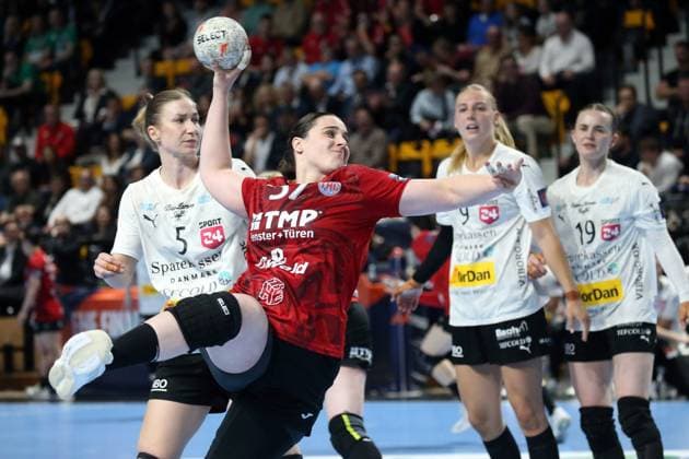 handball, ehf european league, 1 2 finale, thuringer - viborg NICOLAS GOISQUE MAXPPP - 16-5-2026, 15h00, handball, ehf european league, 1 2 finale, thuringer hc - viborg hk, josefine hanfland, la pivot de thuringer en action  Copyright: xMAXPPPxNICOLASxGOISQUEx GSQ202605166147 GSQ202605166147