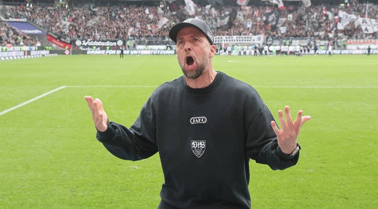 Frankfurt , Fußball Bundesliga Fußball Eintracht Frankfurt vs. VfB Stuttgart , Trainer Sebastian Hoeneß ( VfB )