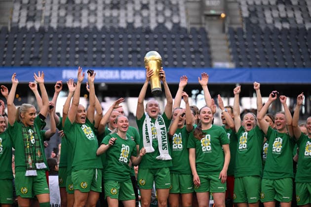 260516 Hammarbys spelare jublar efter finalen i Svenska Cupen mellan Hammarby och Häcken den 16 maj 2026 i Stockholm. Copyright: EMMAxWALLSKOG BB260516EW094