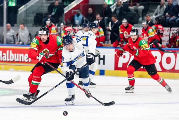 Ice hockey, Eishockey - IIHF WC 2026 ZURICH,SWITZERLAND,16.MAY.26 - ICE HOCKEY - IIHF Ice Hockey World Championship, WM, Weltmeisterschaft 2026, group stage, Hungary vs Finland. Image shows Balazs Sebok (HUN) and Henri Jokiharju (FIN).  GEPAxpictures xMaticxKlansek