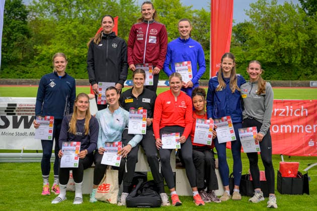 Sophie Weissenberg (TSV Bayer o4 Leverkusen), Vanessa Grimm (Koenigsteiner LV) und Sofie Dokter (Niederlande) GER Lotto Deichmeeting 2026, Athletics, 16.05.2026, GER Lotto Deichmeeting 2026, Athletics, 16.05.2026, Neuwied Copyright: xEibnerxPressefoto JanxPapenfussx EP_JPS