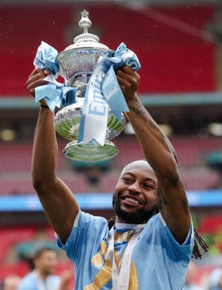 FA Cup Final Chelsea v Manchester City Wembley Stadium 16.05.2026 Antoine Semenyo of Manchester City celebrates with the cup at the end FA Cup Final Chelsea v Manchester City Wembley Stadium 16.05.2026 Times Photographer Bradley Ormesher.  Copyright: xBradleyxOrmesherx NINTCHDBPICT001081320215