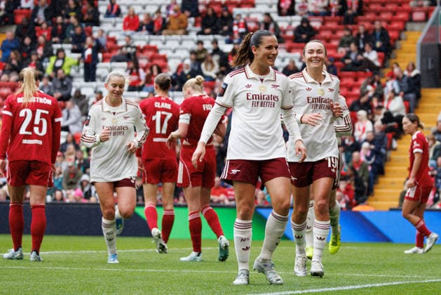 Liverpool FC Women v Arsenal Women at Anfield Arsenal Women celebrate during the Barclays Women™s Super League match between Liverpool FC Women and Arsenal Women at Anfield in Liverpool, England, on May 16, 2026., Credit:Victoria Cropper Vicky Pearson Avalon UK, Merseyside, Liverpool, Anfield  Copyright: xVictoriaxCropperx xVickyxPearsonx xAvalonx 1099523690