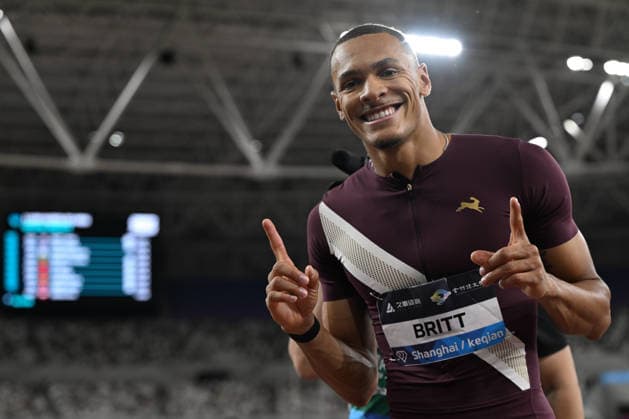 Wanda Diamond League 2026 - Shanghai Keqiao SHAOXING, CHINA - MAY 16: Jamal Britt of the United States celebrates after winning the men s 110m hurdles race during the Yangtze River Delta Athletics Diamond Gala, the Shanghai Keqiao leg and opening meeting of the 2026 Wanda Diamond League circuit, at the China Textile City Sports Center in Keqiao, Shaoxing, Zhejiang province, China, on May 16, 2026. Artur Widak Anadolu Zhejiang China. Editorial use only. Please get in touch for any other usage.  Copyright: x2026xAnadoluxArturxWidakx