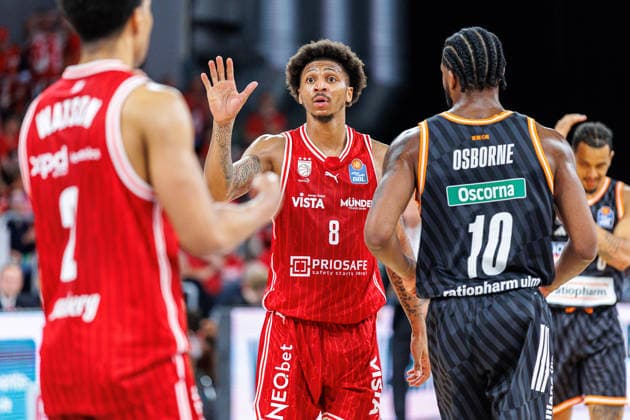 Demarcus Demonia (BMA365 Bamberg Baskets, 08), Einzelbild, Einzelfoto, Portrait, Portraet, BMA365 Bamberg Baskets vs. ratiopharm Ulm, Basketball, easyCredit BBL, Playoff Viertelfinale, Spiel 1, 16.05.2026 BMA365 Bamberg Baskets vs. ratiopharm Ulm, Basketball, easyCredit BBL, Playoff Viertelfinale, Spiel 1, 16.05.2026 Bamberg Copyright: xEibner-Pressefoto G.xSantemizx EP_EER