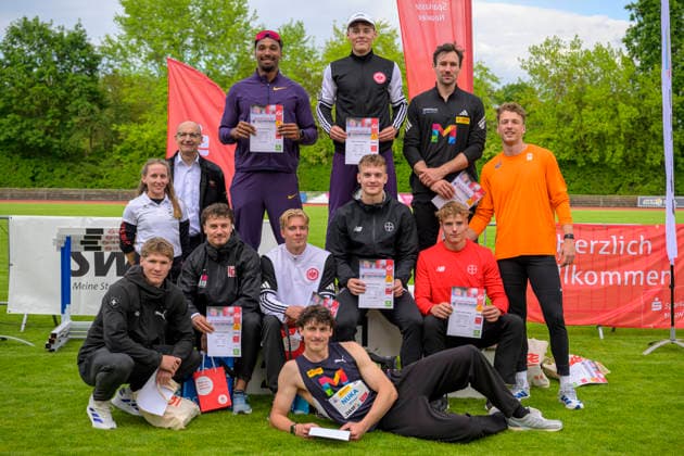 Leo Neugebauer (VfB Stuttgart), Amadeus Graeber (Eintracht Frankfurt) und Niklas Kaul (USC Mainz) GER Lotto Deichmeeting 2026, Athletics, 16.05.2026, GER Lotto Deichmeeting 2026, Athletics, 16.05.2026, Neuwied Copyright: xEibnerxPressefoto JanxPapenfussx EP_JPS