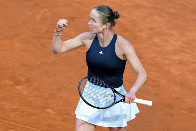 Elina Svitolina of Ukraine celebrates during the match against Coco Gauff of United States at the Internazionali BNL d Italia 2026 tennis tournament at Foro Italico in Rome (Italy) on May, 16, 2026. AntoniettaxBaldassarre