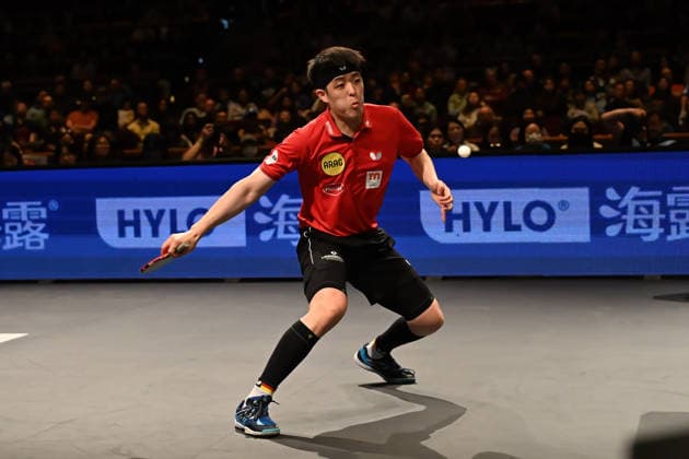TT CL Hylo Final 4 Halbfinale Borussia Düsseldorf - Alliance Nimes - Montpellier am 16.05.2026 in der Saarlandhalle in Saarbrücken Dang Qiu ( Düsseldorf )