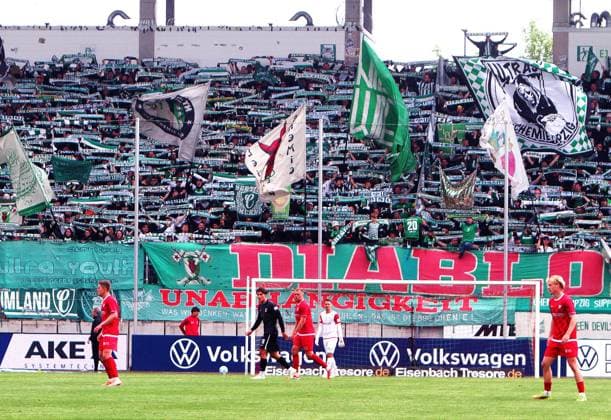 Fanblock Chemie Leipzig Fußball Regionalliga Nordost 2025 26 FSV Zwickau - Chemie Leipzig 1:0 am 16.5.2026 FSV Zwickau - Chemie Leipzig