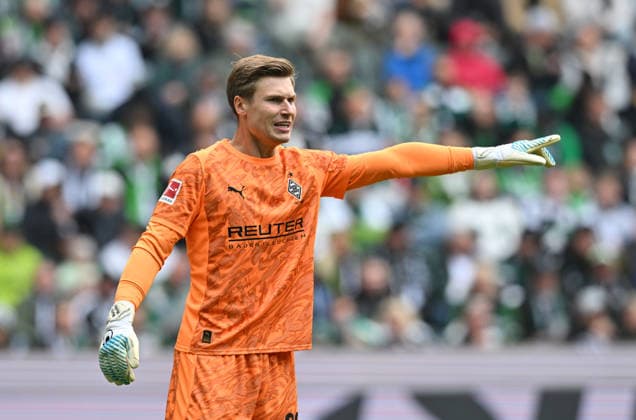 Torwart Moritz Nicolas (Bor. Mönchengladbach) Gestik, Geste. Fussball 1. Bundesliga, 34.Spieltag, Borussia Moenchengladbach - TSG 1899 Hoffenheim 4:0, am 16.05.2026 in Moenchengladbach Deutschland. DFL regulations prohibit any use of photographs as image sequences and or quasi-video Â