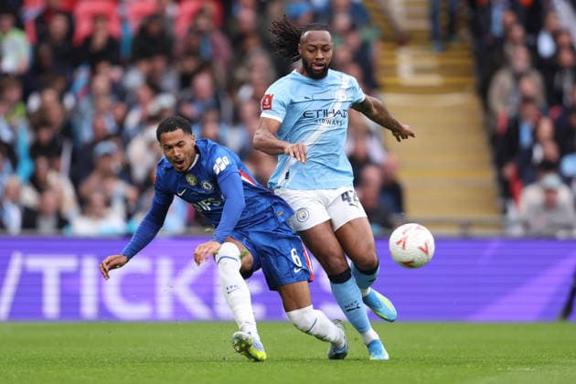 FA Cup Final 2026 16 May 2026, London - Emirates FA Cup Final - Chelsea v Manchester City - Levi Colwill of Chelsea and Antoine Semenyo of Manchester City - Photo: Charlotte Wilson Offside. London UK Copyright: xCharlottexWilsonx xOffsidexOffside