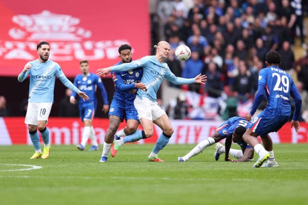 FA Cup Final 2026 16 May 2026, London - Emirates FA Cup Final - Chelsea v Manchester City - Reece James of Chelsea and Erling Haaland of Manchester City - Photo: Charlotte Wilson Offside. London UK Copyright: xCharlottexWilsonx xOffsidexOffside