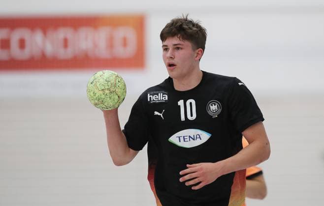 GER, Handball, U20 Deutschland vs U20 Norwegen, maennlich 16.05.2026, Erfurt, Riethsporthalle, GER, Handball, Testspiel im Rahmen der Vorbereitungen auf die U20 Europameisterschaft U20 Nationalmannschaft maennlich U20 Deutschland - U20 Norwegen im Bild Rasmus Ankermann (Deutschland)