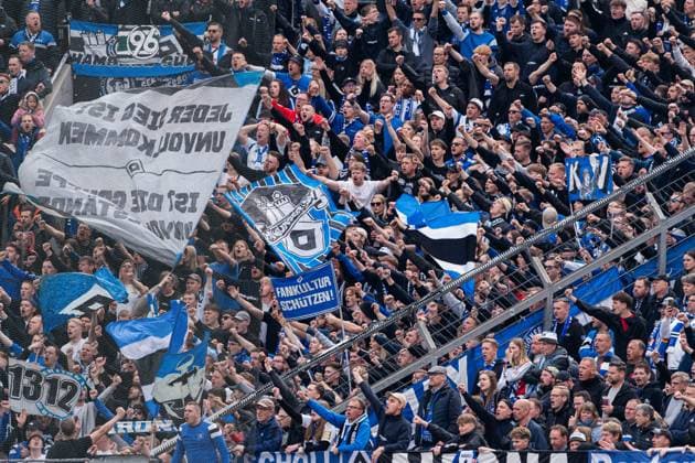 Leverkusen, Deutschland 16. Mai 2026: 1. BL - 2025 2026 - Sp. 34 - Bayer 04 Leverkusen gegen Hamburger SV Im Bild: HSV Fans DFL DFB regulations prohibit any use of photographs as image sequences and or quasi-video BayArena Nordrhein Westfalen Copyright: xFotostandx xKruczynskix