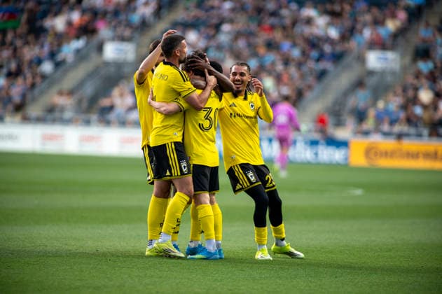 May 16, 2026, Philadelphia, Pennsylvania, United States: Columbus Crew celebrates after scoring a goal against the Union during the match at Subaru Park in Chester PA Soccer 2026: Union 1-1 Columbus Crew  - ZUMArf1_ 20260516_zaf_rf1_006 Copyright: xRickyxFitchettx