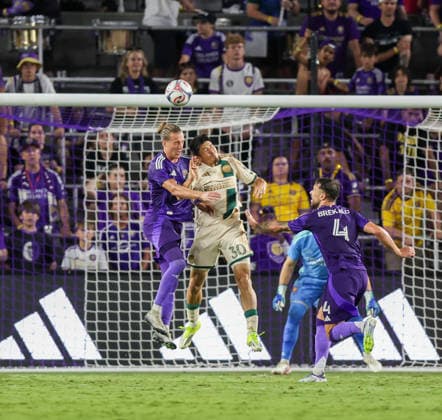 May 16, 2026, U.S.: A header by Orlando City SC defender GRIFFIN DORSEY (24) against Atlanta United. The Orlando City Soccer Club hosted Atlanta United at Inter&Co Stadium in Orlando, FL. U.S. - ZUMAm299 20260516_znp_m299_030 Copyright: xTaylorxMcFeex
