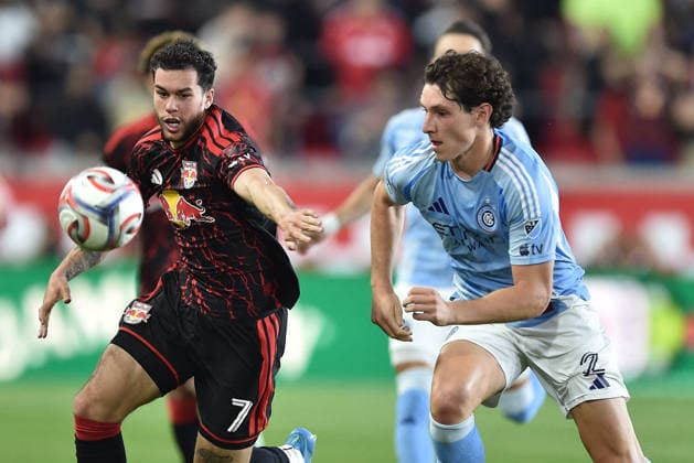 May 16, 2026, Harrison, New Jersey, USA: New York Red Bulls forward CADE COWELL (7) and NYCFC defender NICO CAVALLO (2) in action at Sports Illustrated Stadium in Harrison New Jersey New York City FC draws with New York Red Bulls 1 to 1 Harrison USA - ZUMAa301 20260516_aaf_a301_004 Copyright: xBrooksxVonxArxx
