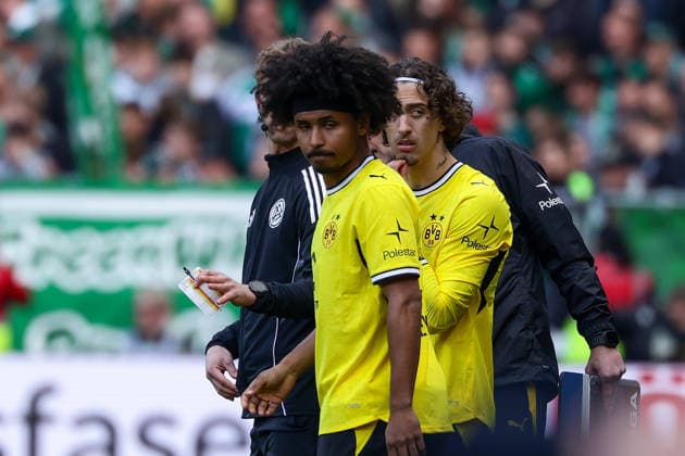 Bremen, Germany, 16.05.26, Karim Adeyemi (Borussia Dortmund) und Fabio Silva (Borussia Dortmund) während des Spiels der 1. Bundesliga zwischen Werder Bremen - Borussia Dortmund im Weserstadion in Bremen. (Photo by Joachim Bywaletz) DFB DFL REGULATIONS PROHIBIT ANY USE OF PHOTOGRAPHS AS IMAGE SEQUENCES AND OR QUASI-VIDEO. Copyright: JoachimxBywaletz xJB-Sportfoto