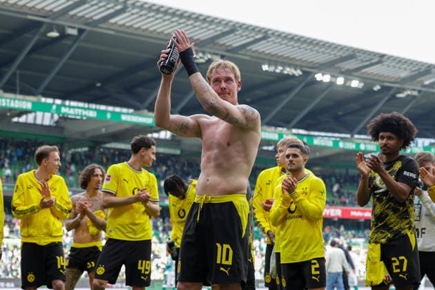 Bremen, Germany, 16.05.26, Julian Brandt (Borussia Dortmund) gestikuliert während des Spiels der 1. Bundesliga zwischen Werder Bremen - Borussia Dortmund im Weserstadion in Bremen. (Photo by Joachim Bywaletz) DFB DFL REGULATIONS PROHIBIT ANY USE OF PHOTOGRAPHS AS IMAGE SEQUENCES AND OR QUASI-VIDEO. Copyright: JoachimxBywaletz xJB-Sportfoto