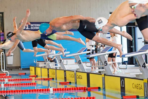 16.05.2026 Schwimmsport 61. Internationales Schwimmfest Nordbad DSW Darmstadt hier WK120 A-Finale 50m Freistil hier am Start auf Bahn 5 Niclas Keilmann 2007 SG Frankfurt auf Bahn 4 Youssef Omran 2005 DSW 1912 Darmstadt Darmstadt Hessen Deutschland
