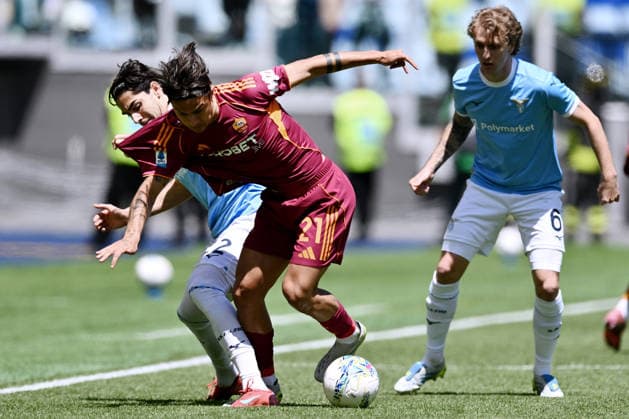 As Roma 17 05 2026 - campionato di calcio serie A Roma-Lazio foto Antonello Sammarco Image nella foto: Paulo Dybala-Matteo Cancellieri 