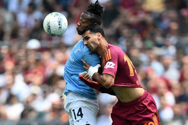 As Roma 17 05 2026 - campionato di calcio serie A Roma-Lazio foto Antonello Sammarco Image nella foto: Zeki Celik-Tijjani Noslin 