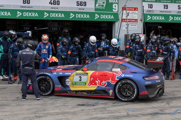 17.05.2026, xrarjax, Motorsport VLN Langstreckenmeisterschaft , 24-Stunden-Rennen Nürburgring v.l. Mercedes-AMG Team Verstappen Racing Max Verstappen Lucas Auer Jules Gounon Daniel Juncadella Swalmen (NED) Kufstein (AUT) Anyos (AND) Barcelona (ESP) SP 9 PRO (IGTC) Mercedes-AMG GT3 (DFL DFB REGULATIONS PROHIBIT ANY USE OF PHOTOGRAPHS as IMAGE SEQUENCES and or QUASI-VIDEO) Nürburg