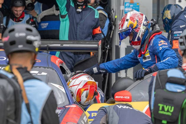 17.05.2026, xrarjax, Motorsport VLN Langstreckenmeisterschaft , 24-Stunden-Rennen Nürburgring v.l. Mercedes-AMG Team Verstappen Racing Max Verstappen Lucas Auer Jules Gounon Daniel Juncadella Swalmen (NED) Kufstein (AUT) Anyos (AND) Barcelona (ESP) SP 9 PRO (IGTC) Mercedes-AMG GT3 (DFL DFB REGULATIONS PROHIBIT ANY USE OF PHOTOGRAPHS as IMAGE SEQUENCES and or QUASI-VIDEO) Nürburg