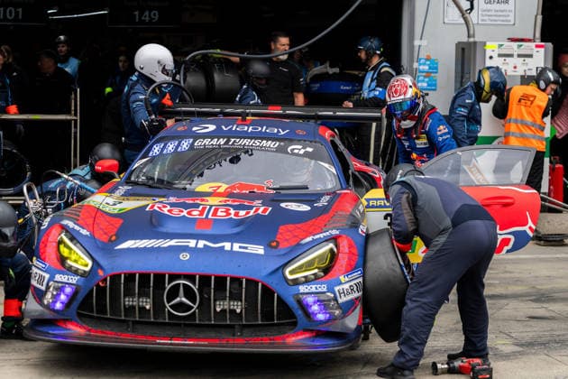 17.05.2026, xrarjax, Motorsport VLN Langstreckenmeisterschaft , 24-Stunden-Rennen Nürburgring v.l. Mercedes-AMG Team Verstappen Racing Max Verstappen Lucas Auer Jules Gounon Daniel Juncadella Swalmen (NED) Kufstein (AUT) Anyos (AND) Barcelona (ESP) SP 9 PRO (IGTC) Mercedes-AMG GT3 (DFL DFB REGULATIONS PROHIBIT ANY USE OF PHOTOGRAPHS as IMAGE SEQUENCES and or QUASI-VIDEO) Nürburg