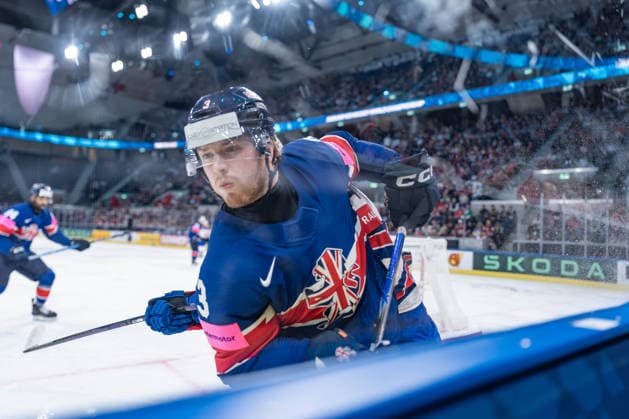 17 05 2026, Zurich, Swiss Life Arena, Ice hockey, Eishockey World Championships: Great Britain - USA, 3 Liam Steele (Great Britain) Zurich Swiss Life Arena Zurich Switzerland Copyright: xJustPictures.ch StefanxEmchx jp-de-StEm-DSC0001720260517