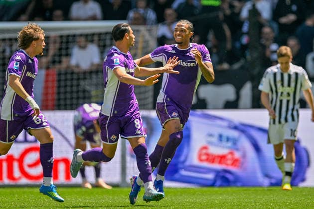 Fiorentina s Mandragora celebrates after scoring a goal for his team during the Serie A soccer match between Juventus and Fiorentina at the Allianz Stadium in Turin, Italy - Sunday, May 17, 2026. - Soccer .  Copyright: xTanoxPecoraro LaPressex