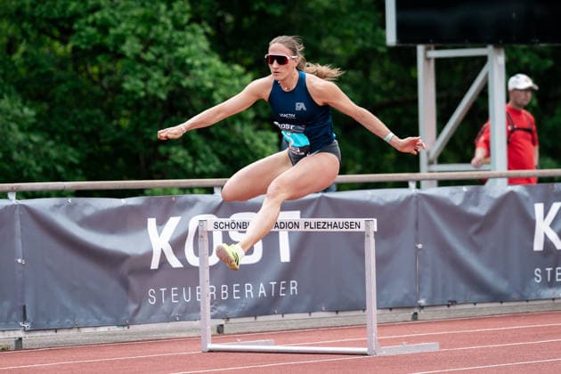 Elena Kelety (Frankfurt Athletics, 300m Huerden Frauen, 5), GER, Leichtathletik, Athletics, Internationales KOST Laeufermeeting, Pliezhausen, 17.05.2026, GER, Leichtathletik, Athletics, Internationales KOST Laeufermeeting, Pliezhausen, 17.05.2026 Pliezhausen Copyright: xStefanxMayerx EP_SMR