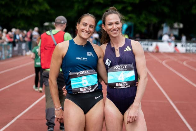 Elena Kelety (Frankfurt Athletics, 300m Huerden Frauen, 5), Eileen Demes (TV 1861 Neu-Isenburg, 300m Huerden Frauen, 4), GER, Leichtathletik, Athletics, Internationales KOST Laeufermeeting, Pliezhausen, 17.05.2026, GER, Leichtathletik, Athletics, Internationales KOST Laeufermeeting, Pliezhausen, 17.05.2026 Pliezhausen Copyright: xStefanxMayerx EP_SMR