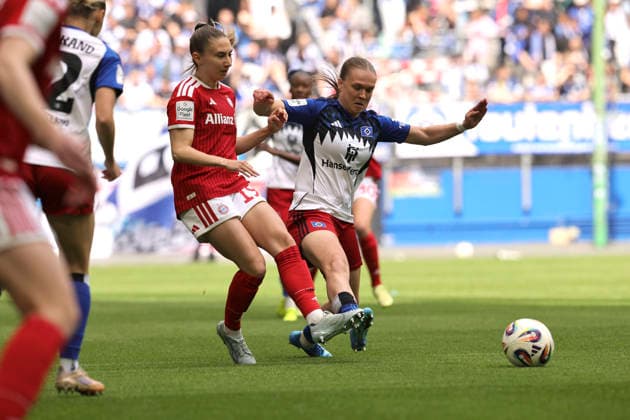 Foto : Torschuss von Katharina Naschenweng (FC Bayern) Fussball Pixel Bundesliga der Frauen 26. Spieltag am So. 17.05.2026 Hamburger SV - FC Bayern München