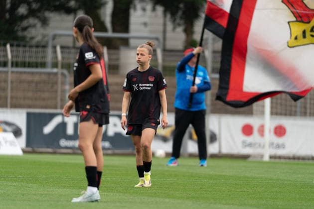 LEVERKUSEN, GERMANY - MAY 17: Kristin Kögel (11 Bayer 04 Leverkusen) in action during the Google Pixel Frauen-Bundesliga match between Bayer 04 Leverkusen and SV Werder Bremen at Ulrich-Haberland-Stadion on May 17, 2026 in Leverkusen, Germany. (Photo by Qianru Zhang Press Photo) Copyright: xQianruxZhang SPPx Sportspressphoto_SPR148557