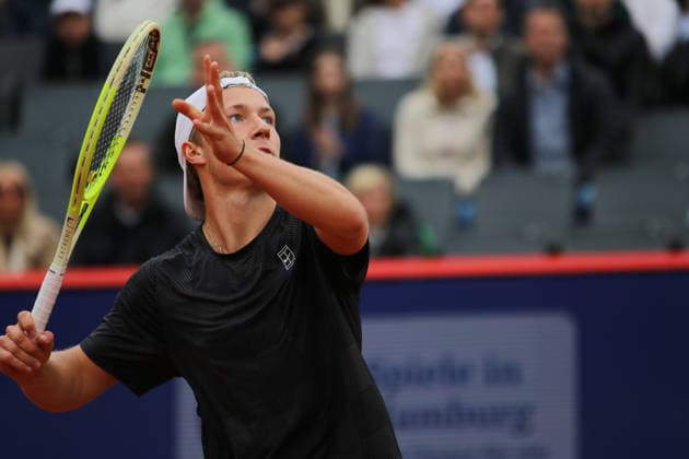 Bitpanda Hamburg Open, ATP, Tennis Herren 500, 2. Runde in der Qualifikation: DTB-Profi Max Schönhaus ballt die Faust nach einem gewonnenen Ballwechsel