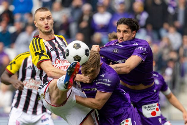 SOCCER - BL, A.Wien vs LASK VIENNA,AUSTRIA,17.MAY.26 - SOCCER - ADMIRAL Bundesliga, championship group, FK Austria Wien vs Linzer ASK. Image shows Sasa Kalajdzic (LASK), Johannes Eggestein and Johannes Handl (A.Wien).  GEPAxpictures xPhilippxBrem