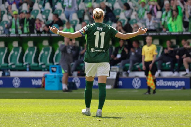 17.05.2026, xgrfx, Fussball Google Pixel Frauen-Bundesliga, VfL Wolfsburg - 1.FC Nürnberg v.l. Tor, Alexandra Popp zum 2:0 (VfL Wolfsburg) (DFL DFB REGULATIONS PROHIBIT ANY USE OF PHOTOGRAPHS as IMAGE SEQUENCES and or QUASI-VIDEO) Wolfsburg