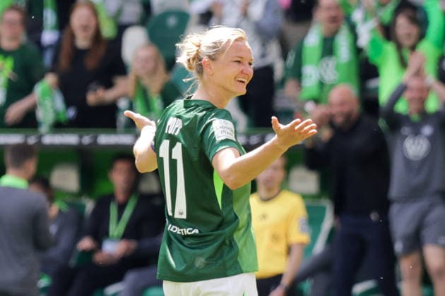 17.05.2026, xgrfx, Fussball Google Pixel Frauen-Bundesliga, VfL Wolfsburg - 1.FC Nürnberg v.l. Tor, Alexandra Popp zum 2:0 (VfL Wolfsburg) (DFL DFB REGULATIONS PROHIBIT ANY USE OF PHOTOGRAPHS as IMAGE SEQUENCES and or QUASI-VIDEO) Wolfsburg