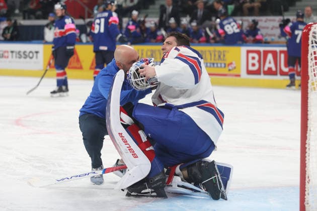 17.05.2026 Swiss Life Arena Zuerich , SCHWEIZ, Eishockey Herren IIHF World Championship, WM, Weltmeisterschaft Zurich 2026 Gruppe A USA - GBR Torwart Devin Cooley (USA)